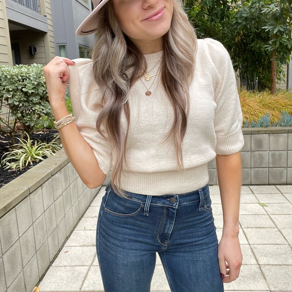 Cropped Quarter Sleeve Sweater